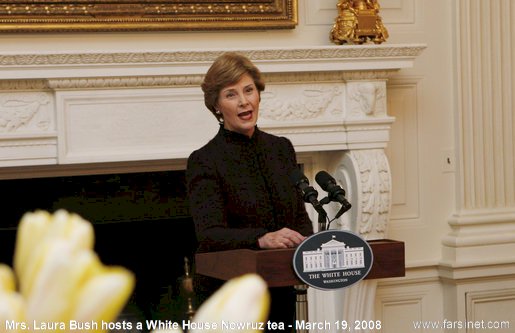 United States of America First Lady Mrs. Laura Bush hosts a Tea Party in White House to celebrate Nowruz Persian New year on Wednesday March 19, 2008
