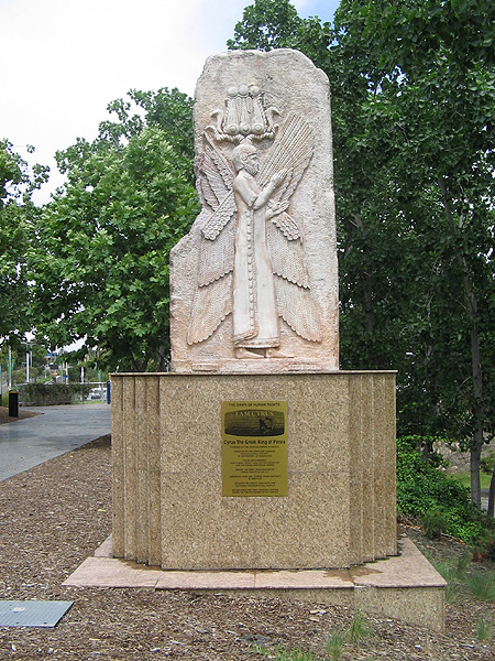Statue of Cyrus The Great in the Bicentenil Park in Australia