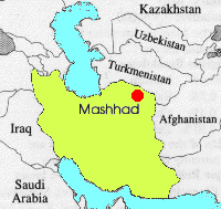 Map of Mashhad, Holy City of Iran, Capitol of Iran's Largest Province