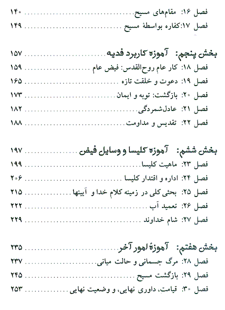 Table of Contents - A Summary of Christian Doctrine by Louis Berkhoh translated to Persian (Farsi) by Talim Ministries